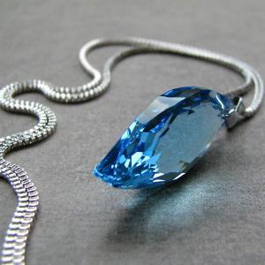 Celebration necklace - Swarovski crystal . sterling silver . aquamarine