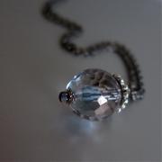 Shimmering Morning Dew necklace - mystic blue faceted glass / gunmetal